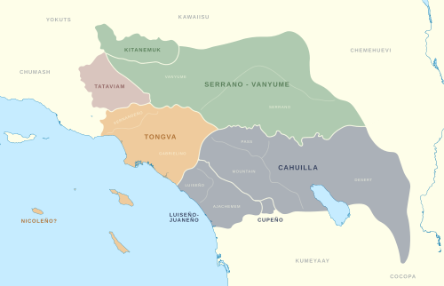 Map of the area where Cupeño is spoken