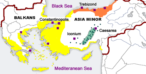 Map of the area where Pontic Greek is spoken