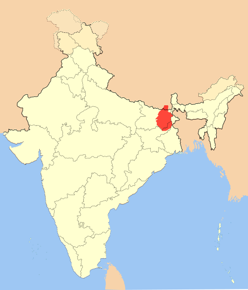 Map of the area where Angika is spoken