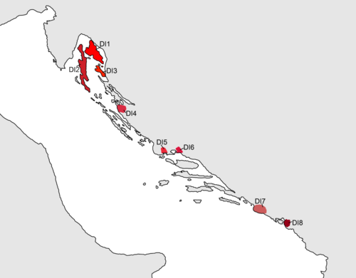 Map of the area where Dalmatian is spoken
