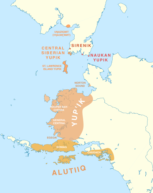 Map of the area where Alutiiq is spoken