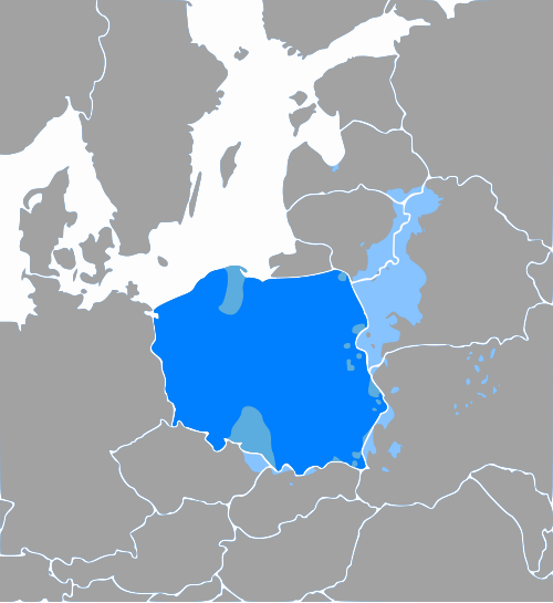 Map of the area where Polish is spoken