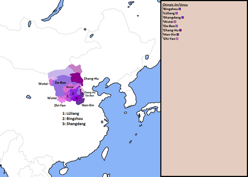 Map of the area where Jin is spoken