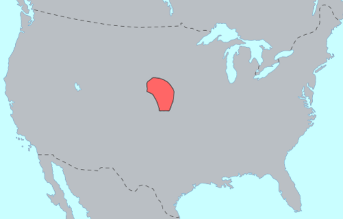 Map of the area where Pawnee is spoken