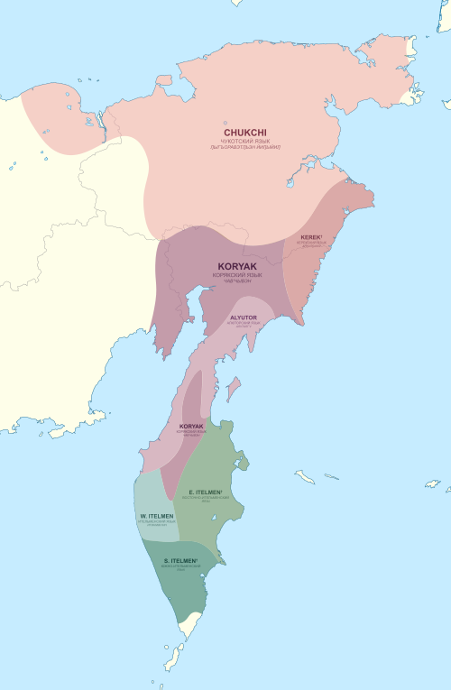 Map of the area where Alyutor is spoken