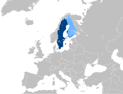Map of the area where Swedish is spoken