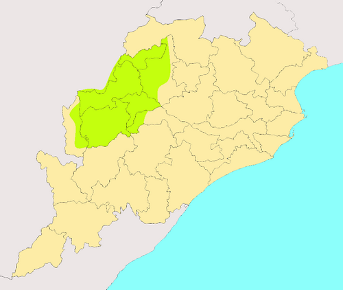 Map of the area where Sambalpuri is spoken