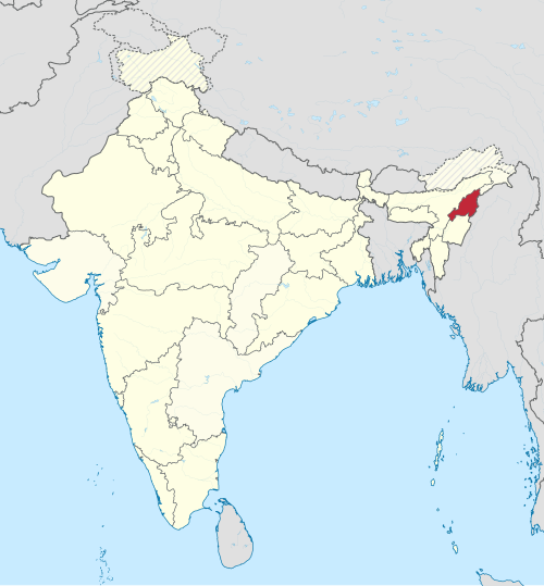Map of the area where Nagamese Creole is spoken