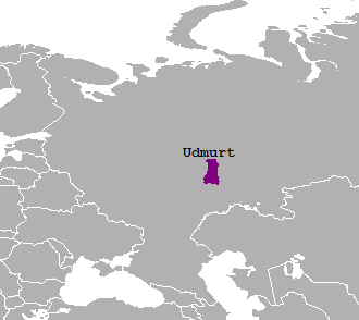 Map of the area where Udmurt is spoken