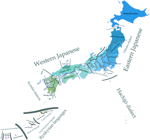 Map of the area where Japanese is spoken