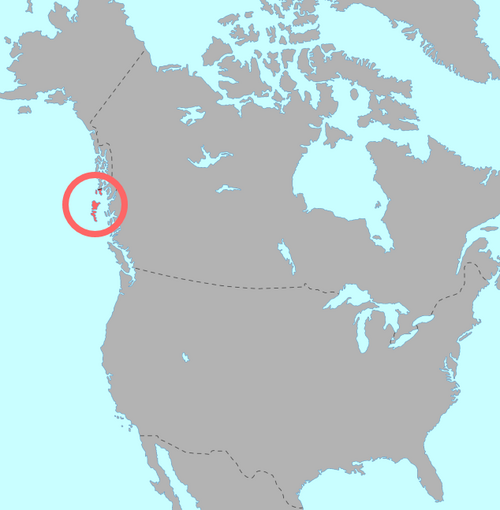 Map of the area where Haida is spoken