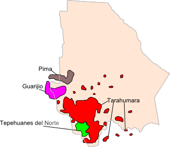 Map of the area where Huarijio is spoken