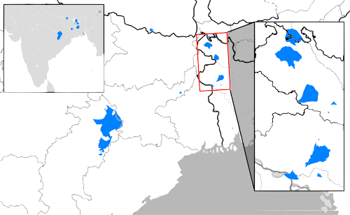 Map of the area where Kurukh is spoken