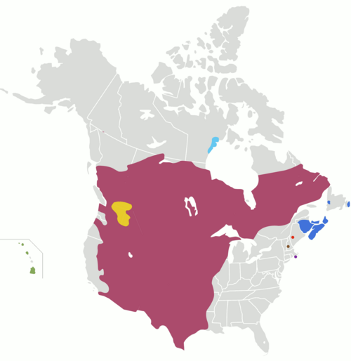 Map of the area where Plains Indian Sign Language is spoken