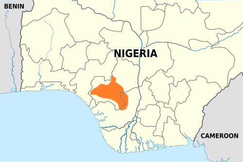 Map of the area where Edo is spoken