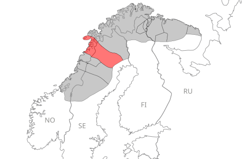 Map of the area where Lule Sami is spoken