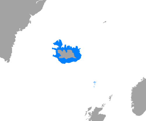 Map of the area where Icelandic is spoken