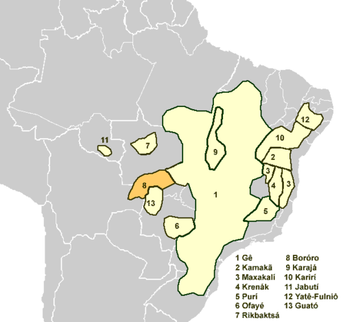 Map of the area where Bororo is spoken