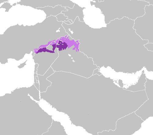 Map of the area where North Mesopotamian Arabic is spoken