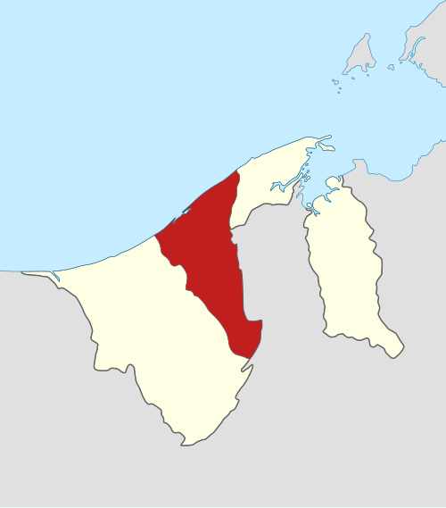 Map of the area where Tutong is spoken