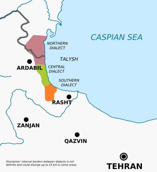 Map of the area where Talysh is spoken