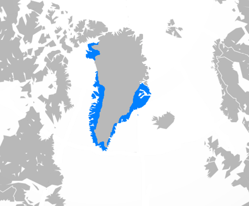 Map of the area where Greenlandic is spoken