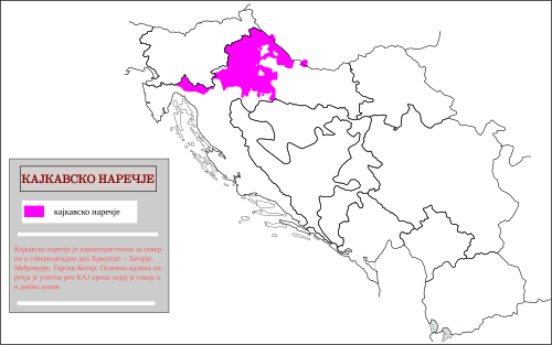 Map of the area where Kajkavian is spoken