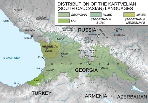 Map of the area where Mingrelian is spoken