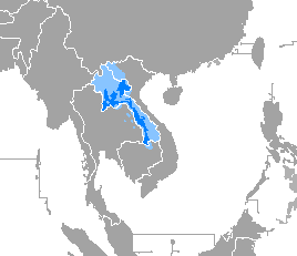 Map of the area where Lao is spoken