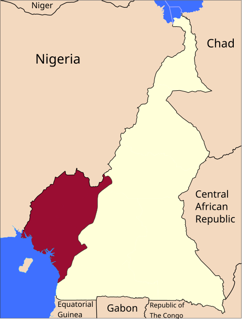 Map of the area where Cameroon Pidgin is spoken