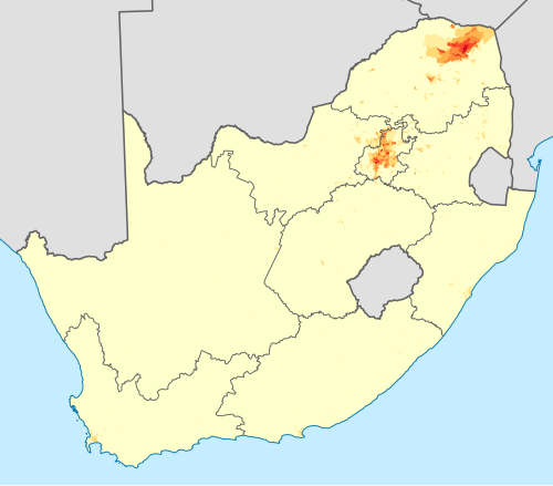 Map of the area where Venda is spoken